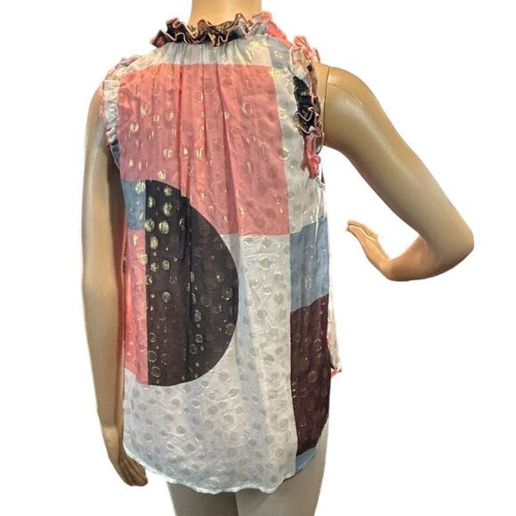 Maeve Fantasia Metallic Clip Dot Blouse Size 0 - Picture 3 of 11